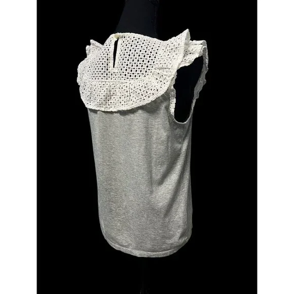 J. CREW RUFFLE WOMEN TOP, GREY/WHITE, WORK ATTIRE, WESTERN, COTTAGECORE - Picture 4 of 12